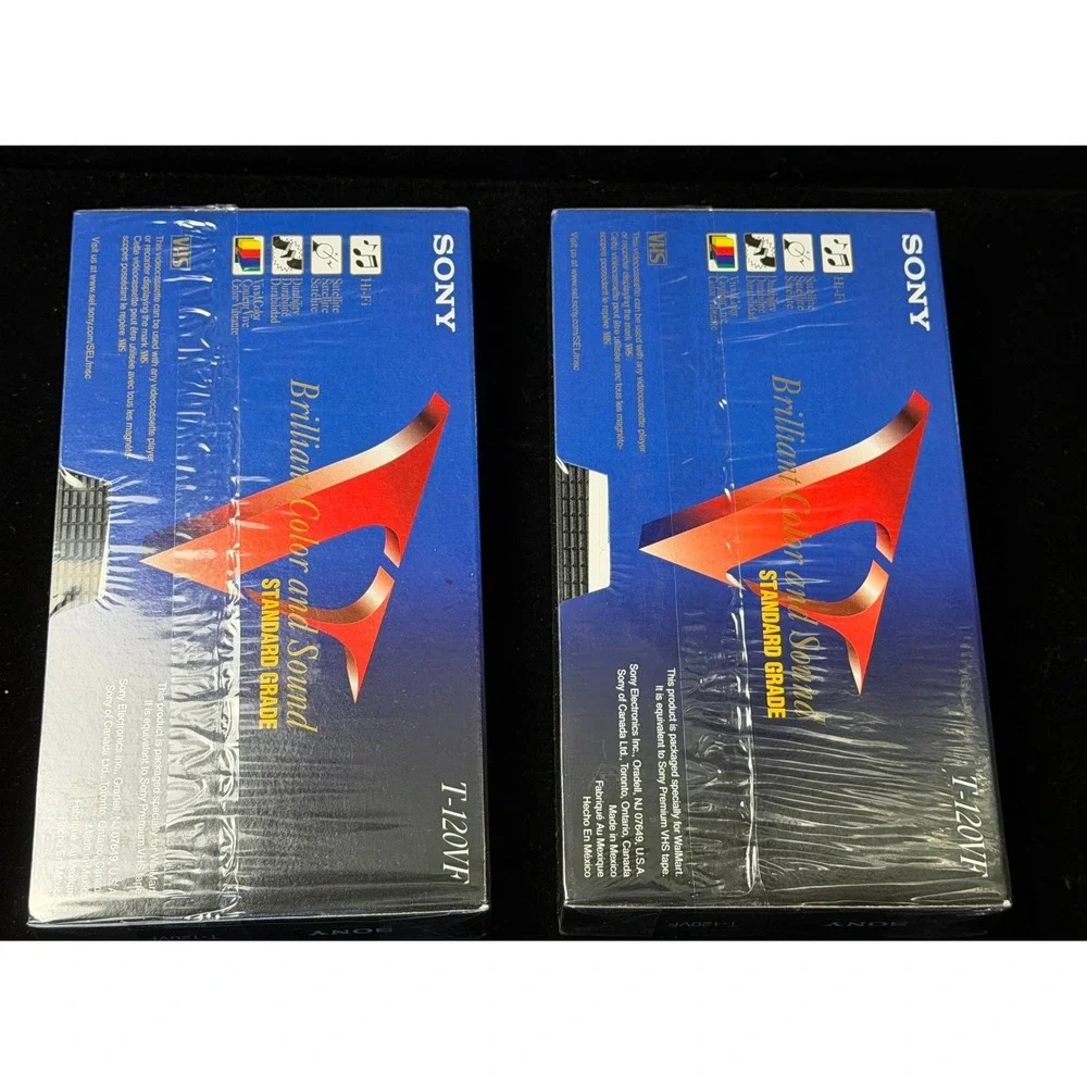 Sony T-120VF, Standard Grade, VHS Blank Media Tapes-6 Hour, Lot of 2 NEW Sealed